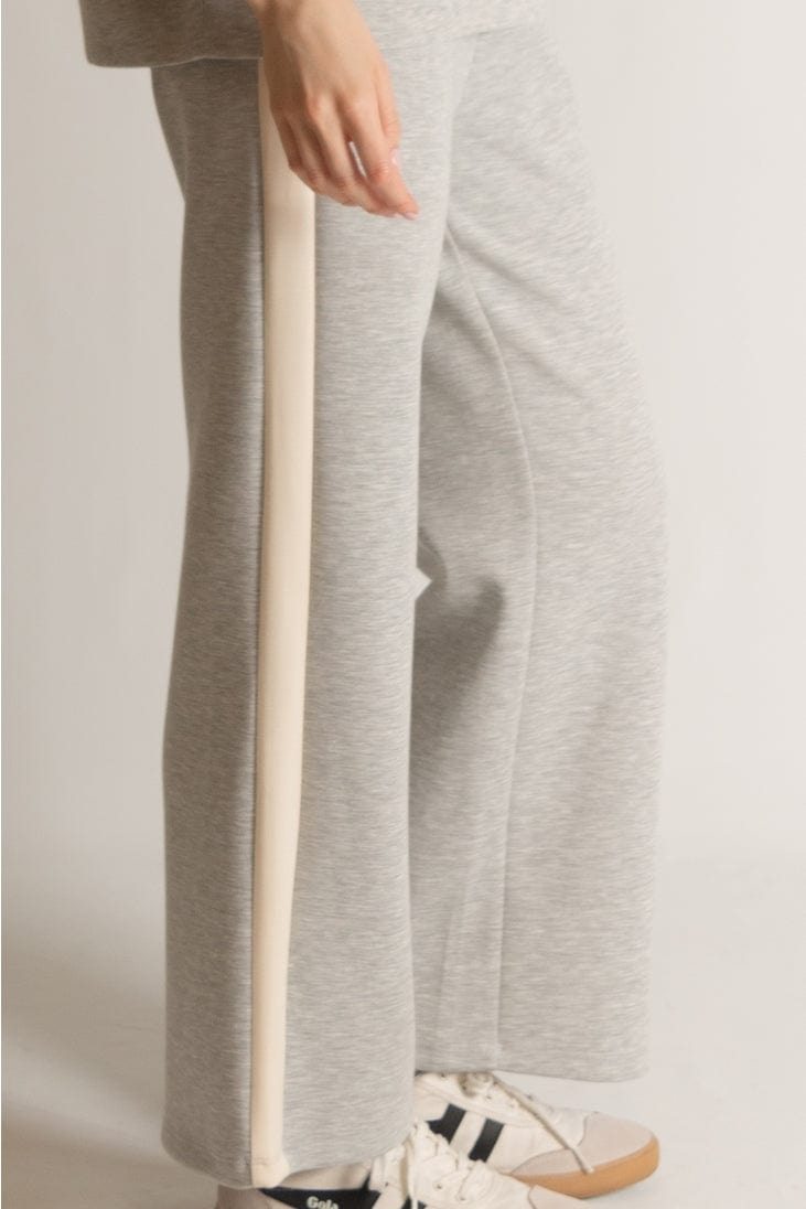 Before You Collection Before You Collection Butter Wide Leg Side Stripe Pants in Heather Grey - Little Miss Muffin Children & Home