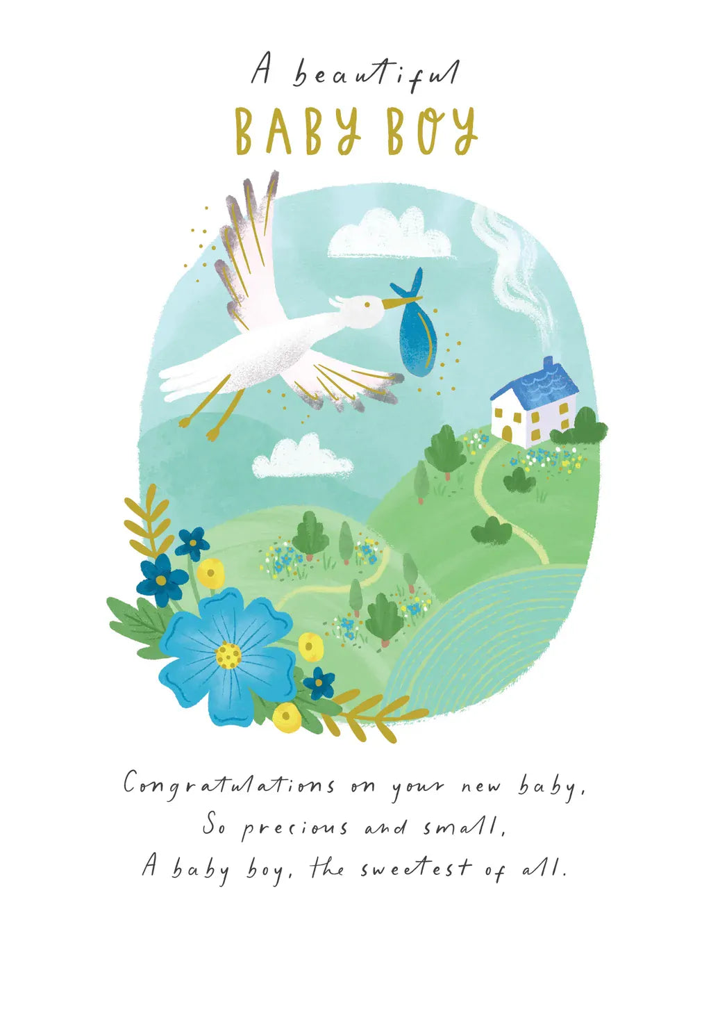 Notes & Queries Inc Baby Boy Stork Greeting Card Paper Rose - Little Miss Muffin Children & Home