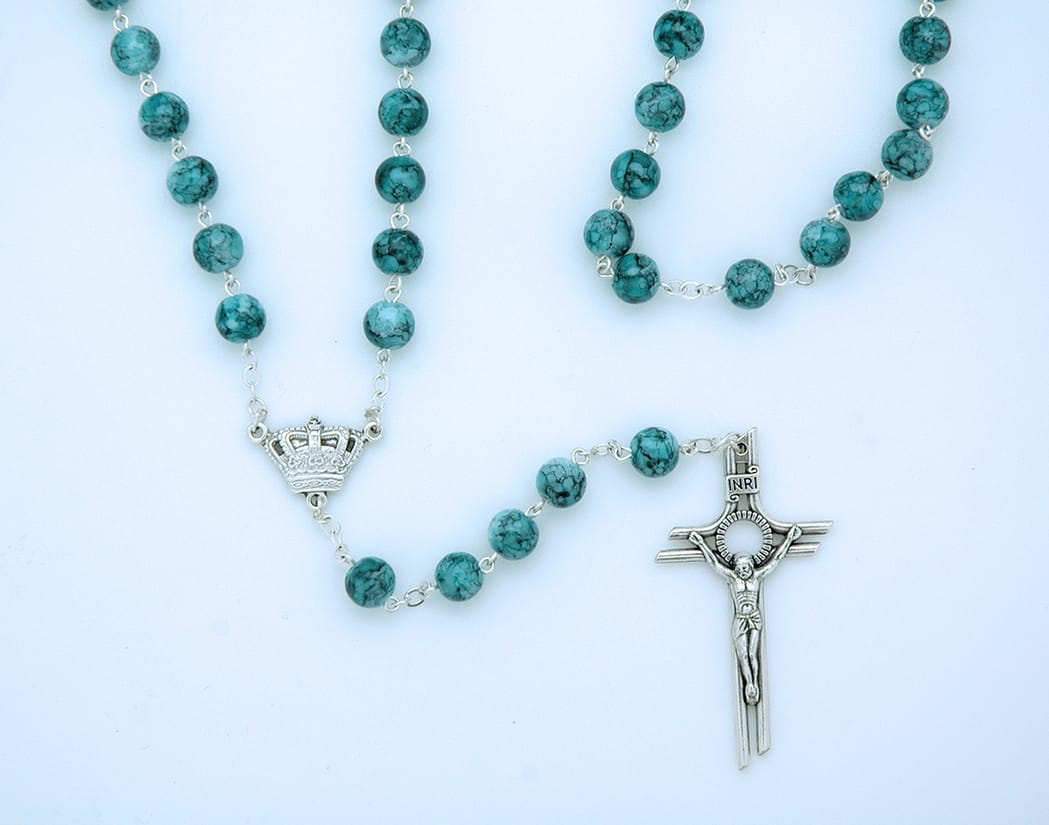 Contreras Designs Blue Marbled Glass Rosary - Little Miss Muffin Children & Home