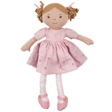 Tikiri Toys Amelia Light Brown Hair Doll in Pink Linen Dress - Little Miss Muffin Children & Home