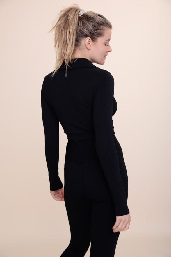 Mono B Mono B Bronze Long Sleeve Ribbed Cropped Polo - Little Miss Muffin Children & Home