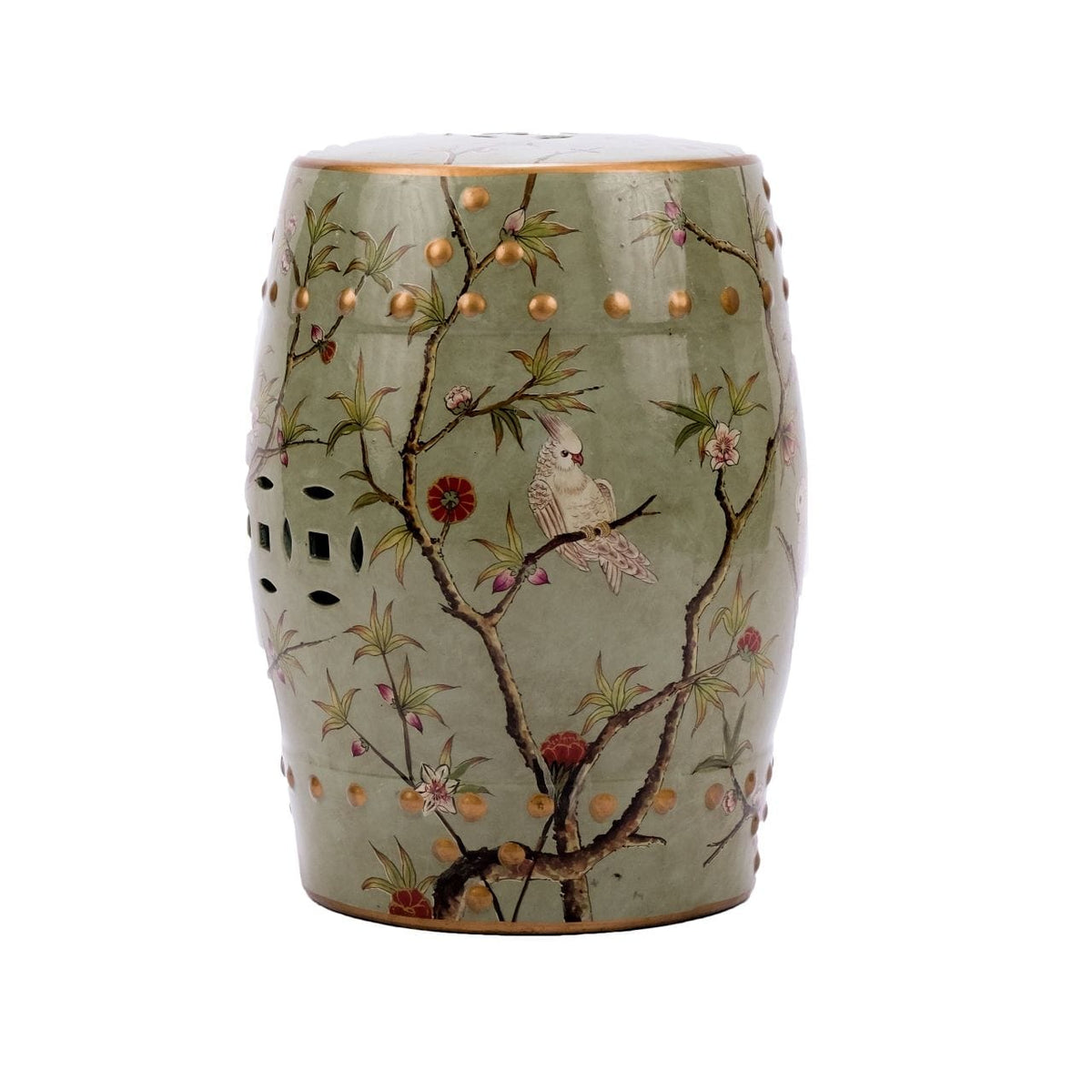 Legend Accents Green Gilt Garden Stool — Parrot Floral Motif - Little Miss Muffin Children & Home