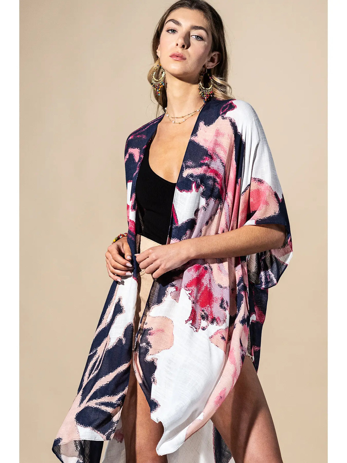 Urbanista Coral Multi Painted Bloom Viscose Kimono - Little Miss Muffin Children & Home