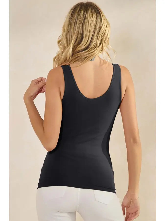 Yelete Seamless Reversible Neckline Tank in Black - Little Miss Muffin Children & Home