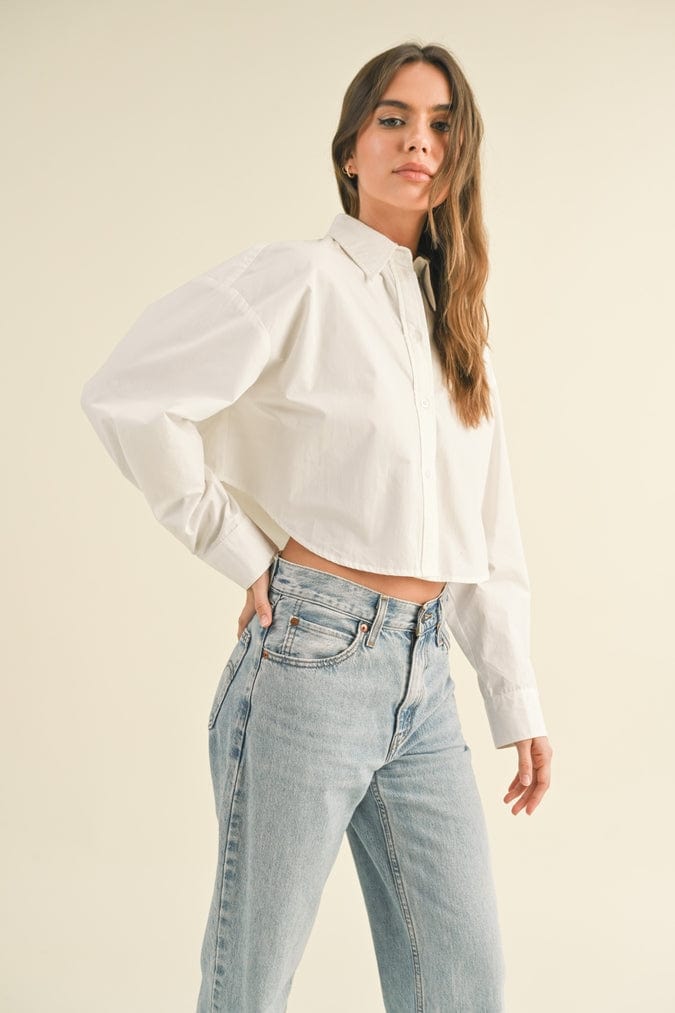 Miou Muse Miou Muse Cropped Button Down Shirt - Little Miss Muffin Children & Home
