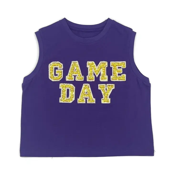 Purple LSU game day tank for girls