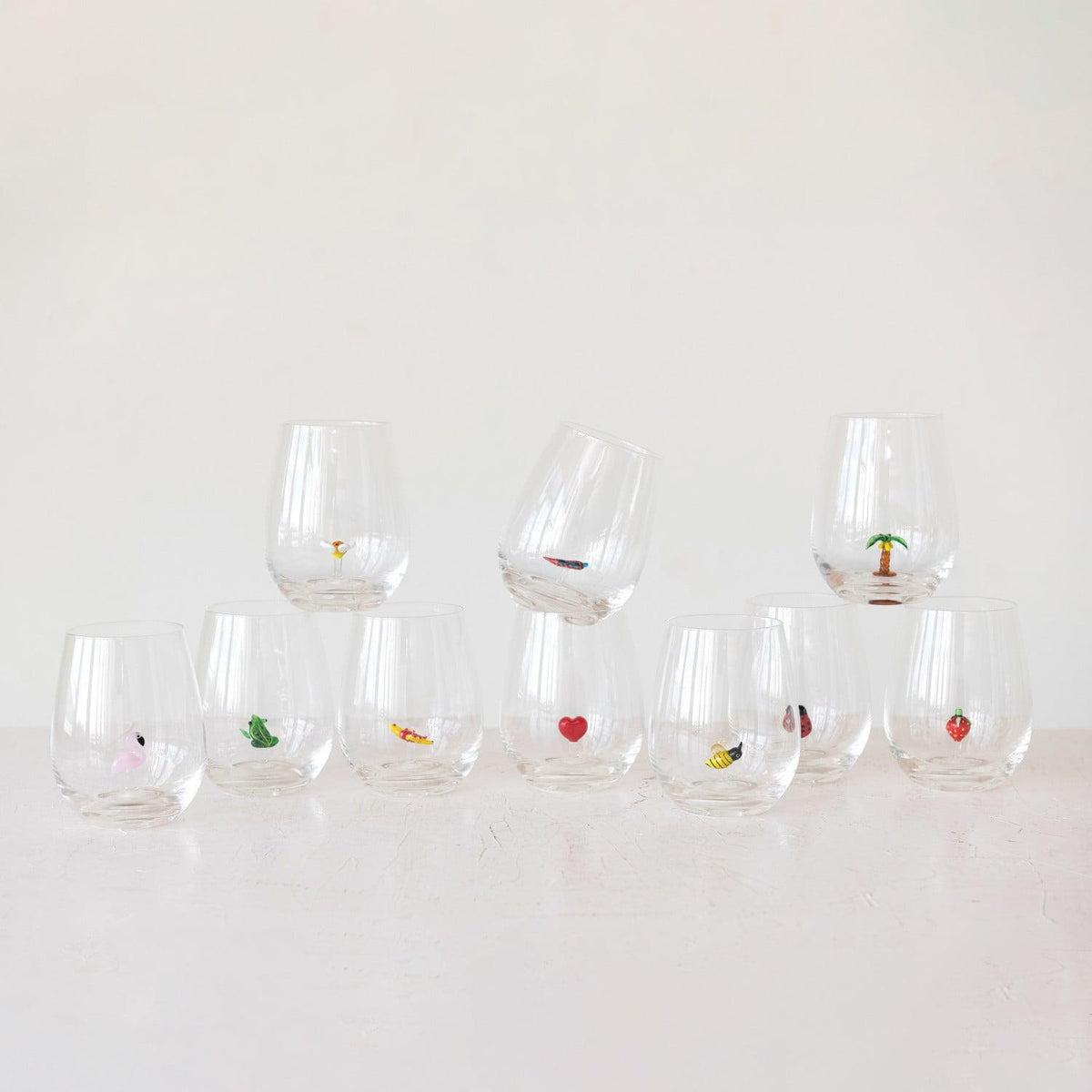 Creative Co-op Stemless Wine Glass with Figure Inside, 10 Available Styles - Little Miss Muffin Children & Home