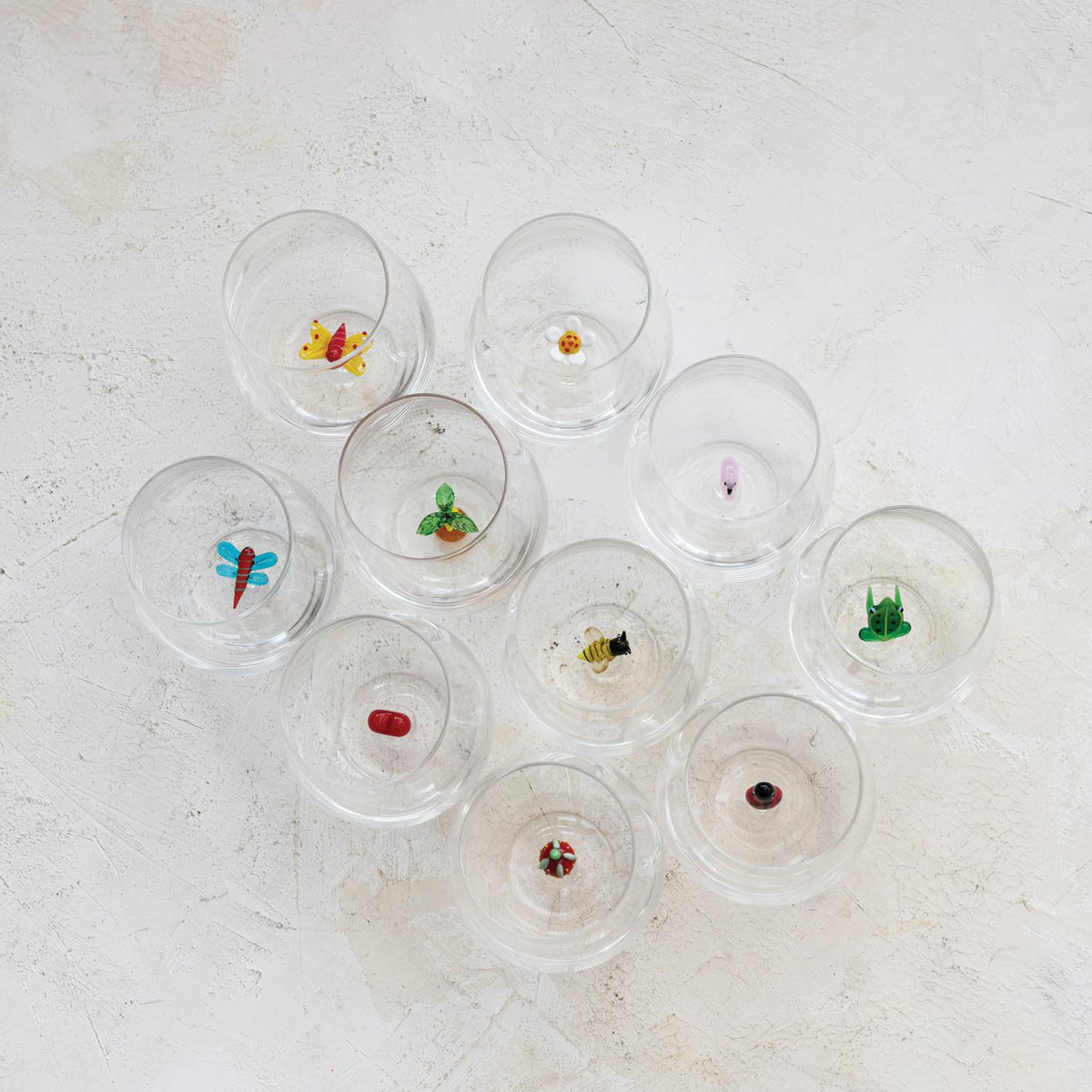 Creative Co-op Stemless Wine Glass with Figure Inside, 10 Available Styles - Little Miss Muffin Children & Home