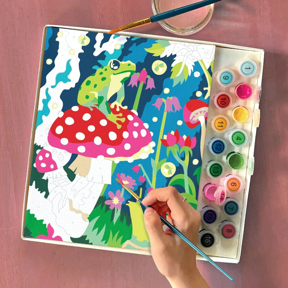kids paint by number frog painting