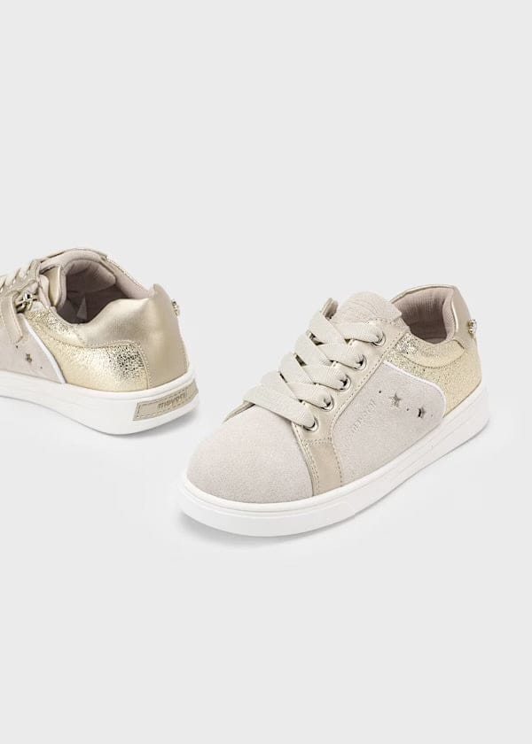 girls sparkle gold sneakers 