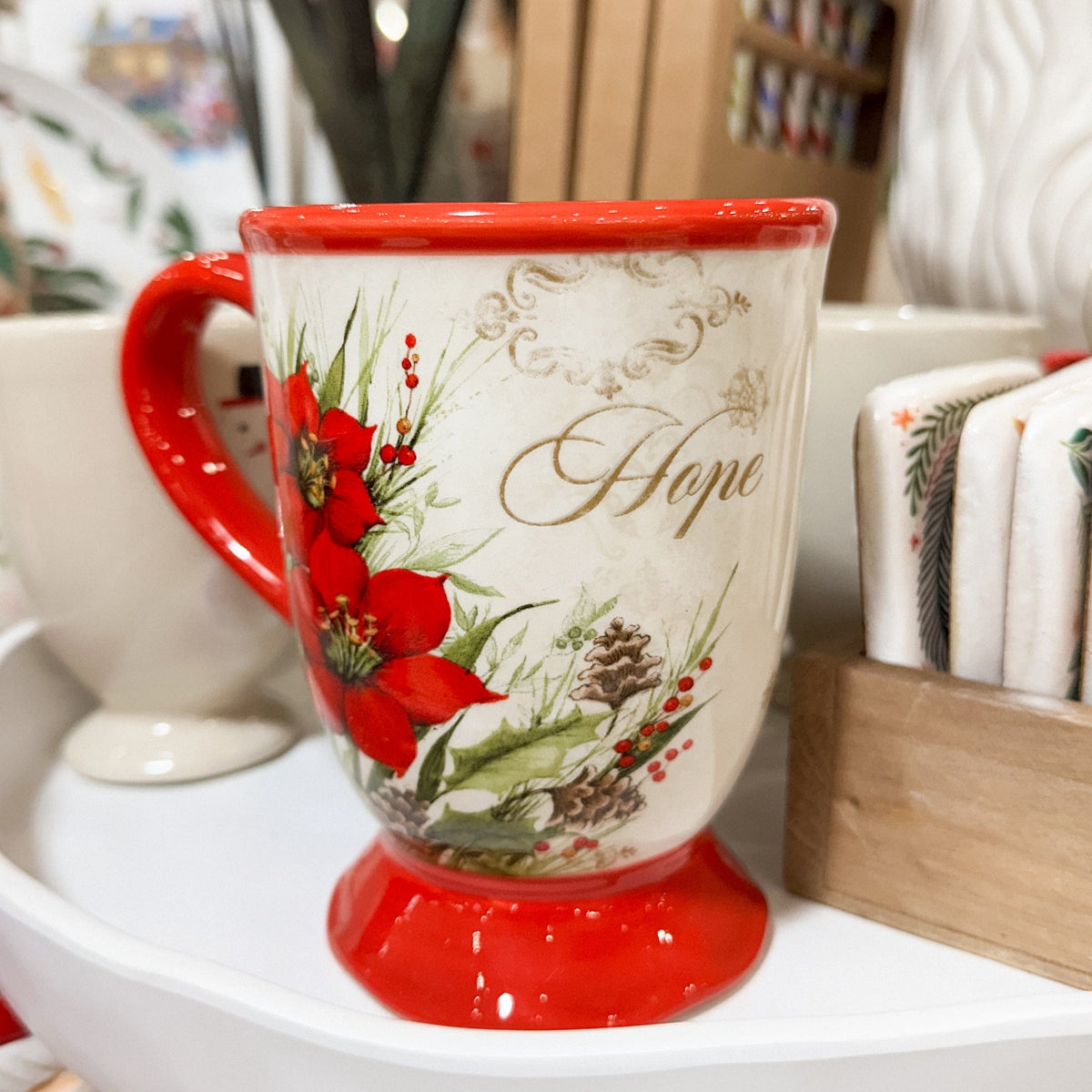 hope poinsettia mug