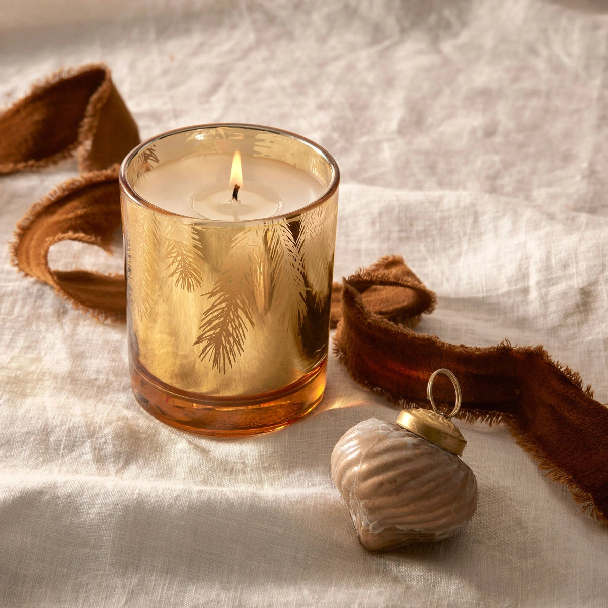 Thymes Frasier Fir Gilded Gold Poured Candle, 6.5oz - Little Miss Muffin