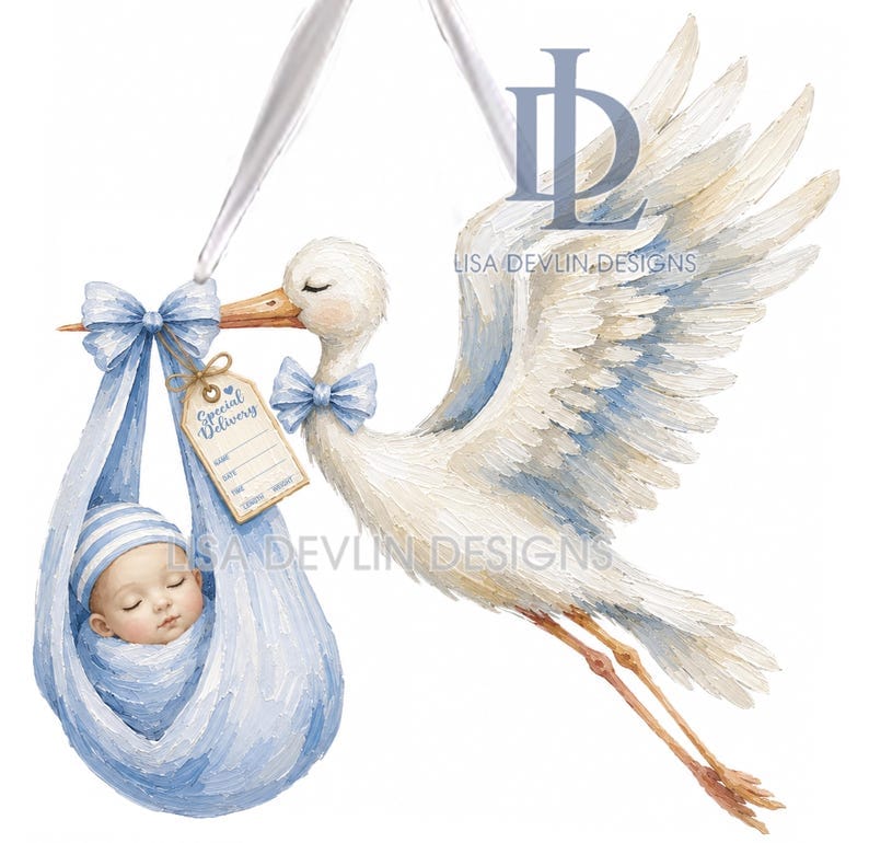 Lisa Devlin Designs Stork Carrying Baby Door Hanger - Little Miss Muffin Children & Home