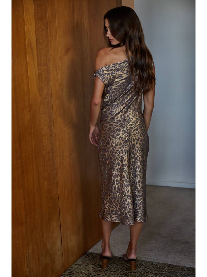 leopard print midi dress