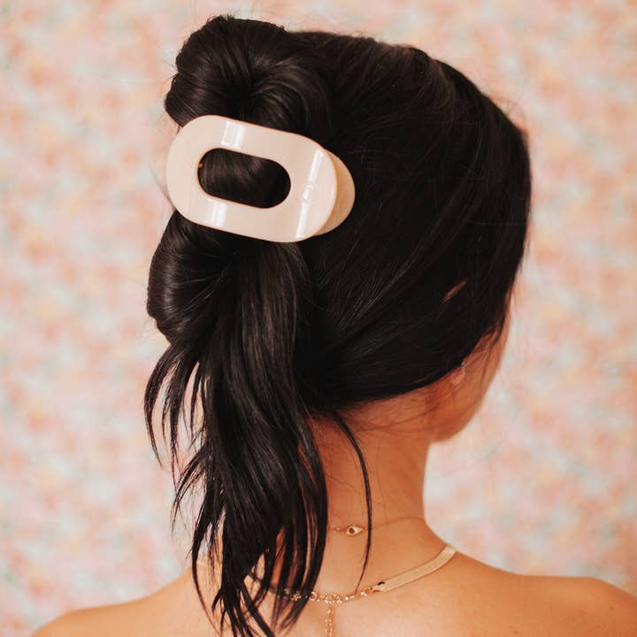 Teleties Almond Beige Round Flat Hair Clip - Little Miss Muffin Children & Home