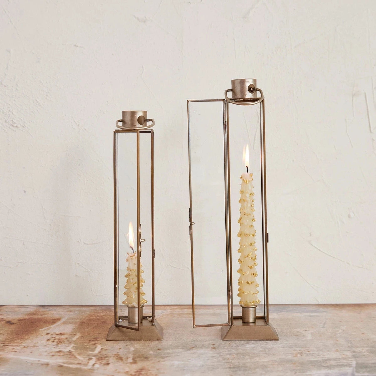 metal and glass candle holder