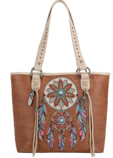 Montana West Brown Embroidered Arrow Feather Tote - Little Miss Muffin Children & Home