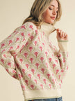 oat sage pull over floral sweater