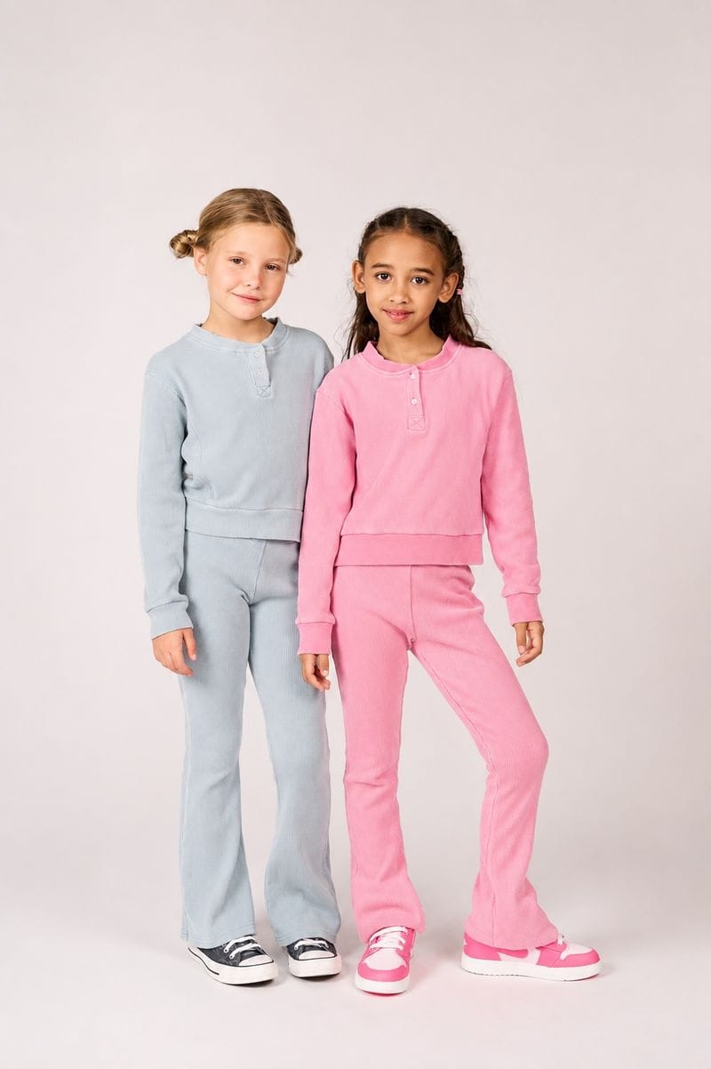Joyous and Free Henley Long Sleeve Tee in Blue Sandwash - Little Miss Muffin Children & Home