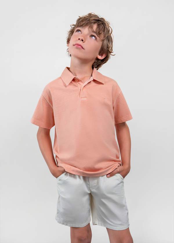 Mayoral Usa Inc Short Sleeve Polo Shirt in Coral - Little Miss Muffin Children & Home