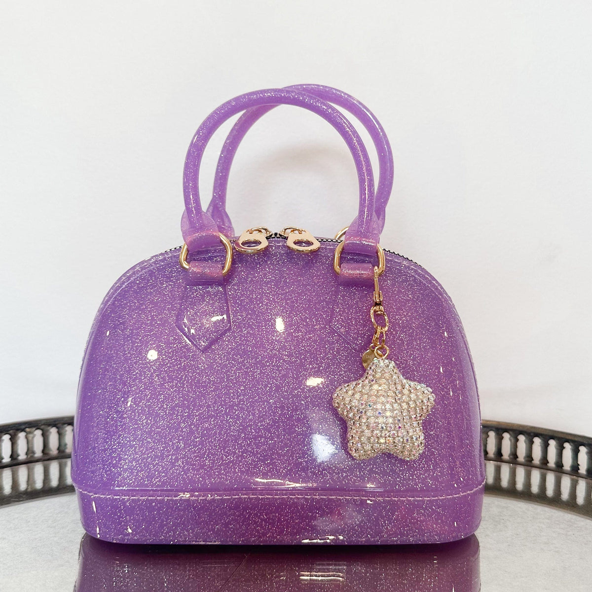 light purple sparkle handbag with star charm