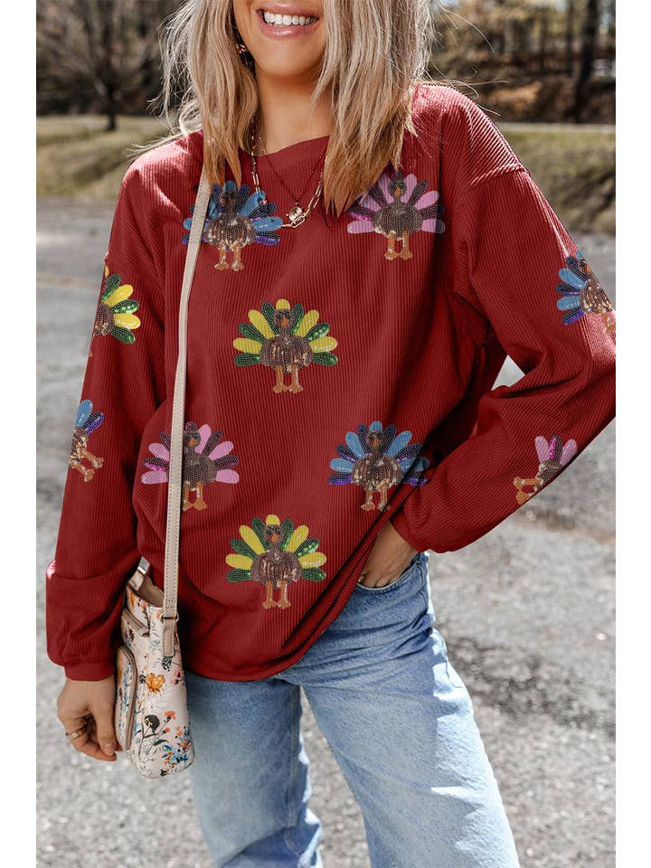 sequin turkey sweatshirt