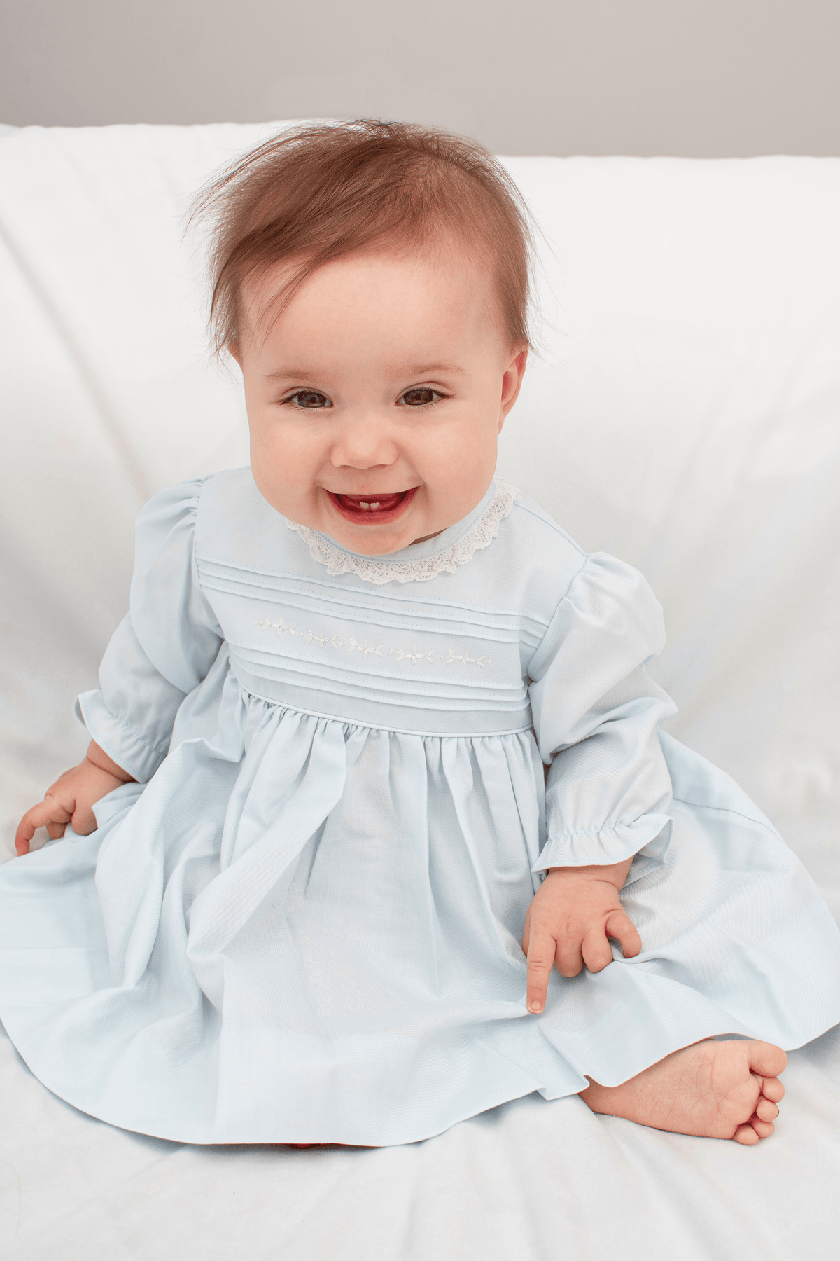 Carriage Boutique Baby Girl Light Blue Long Sleeve Dress - Little Miss Muffin Children & Home