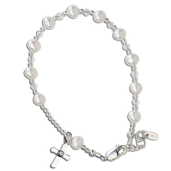 kids sterling silver rosary bracelet