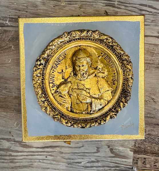 painting of saint francis on canvas