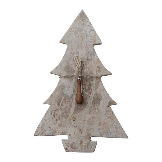 marble tree cutting board with cheese knife