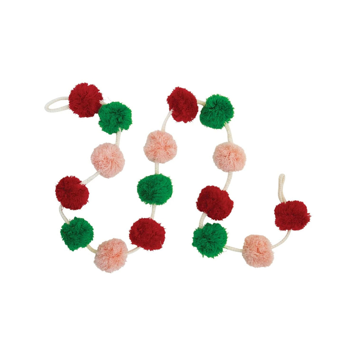 Creative Co-op Creative Co-op 72"L Wool Felt Pom Pom Garland, Pink, Red and Green - Little Miss Muffin Children & Home