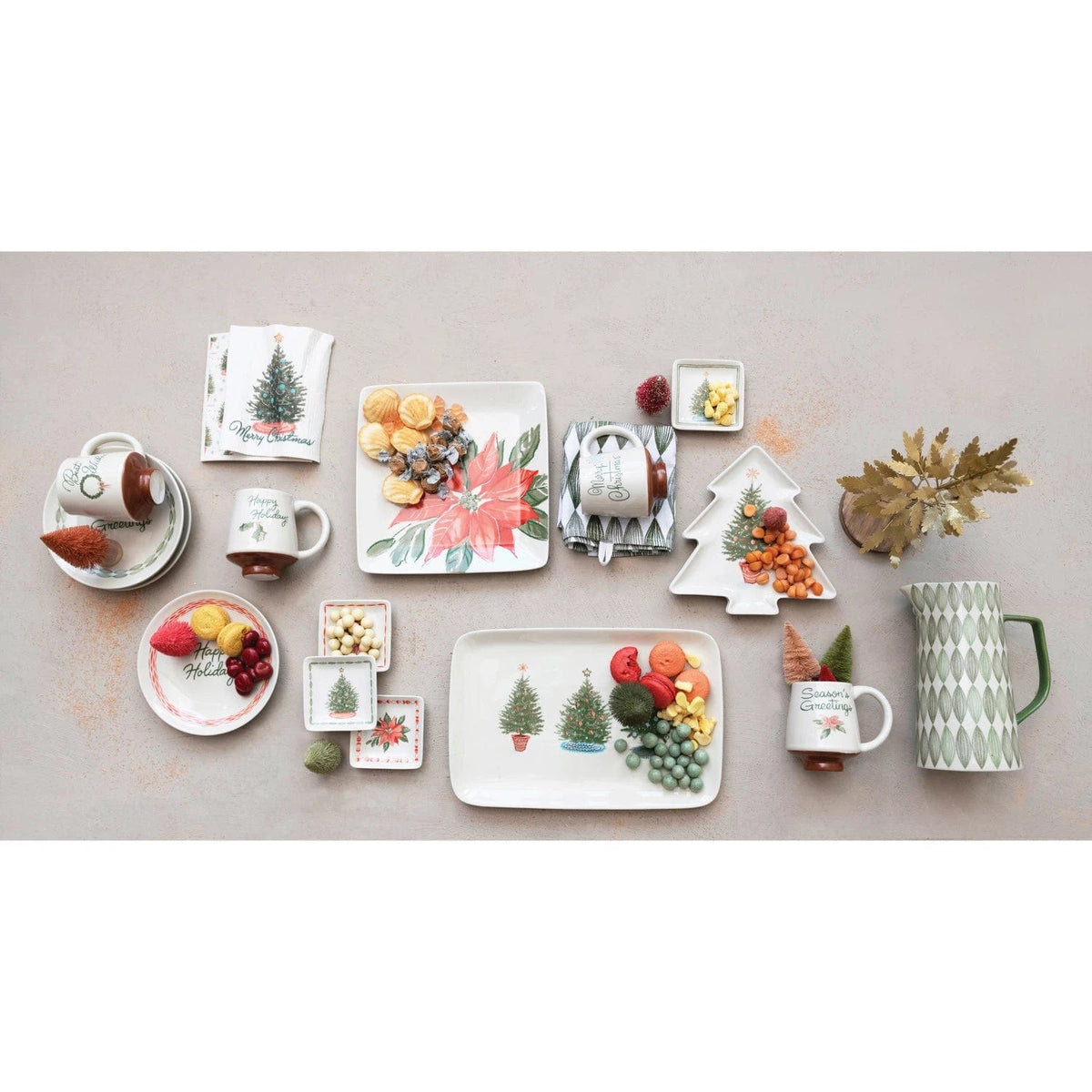 Creative Co-op Creative Co-op Stoneware Tree Shaped Plate with Christmas Tree, 2 Styles - Little Miss Muffin Children & Home