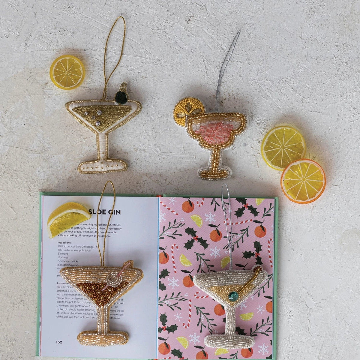Creative Co-Op Creative Co-Op Beaded Fabric Cocktail Ornament - Little Miss Muffin Children & Home
