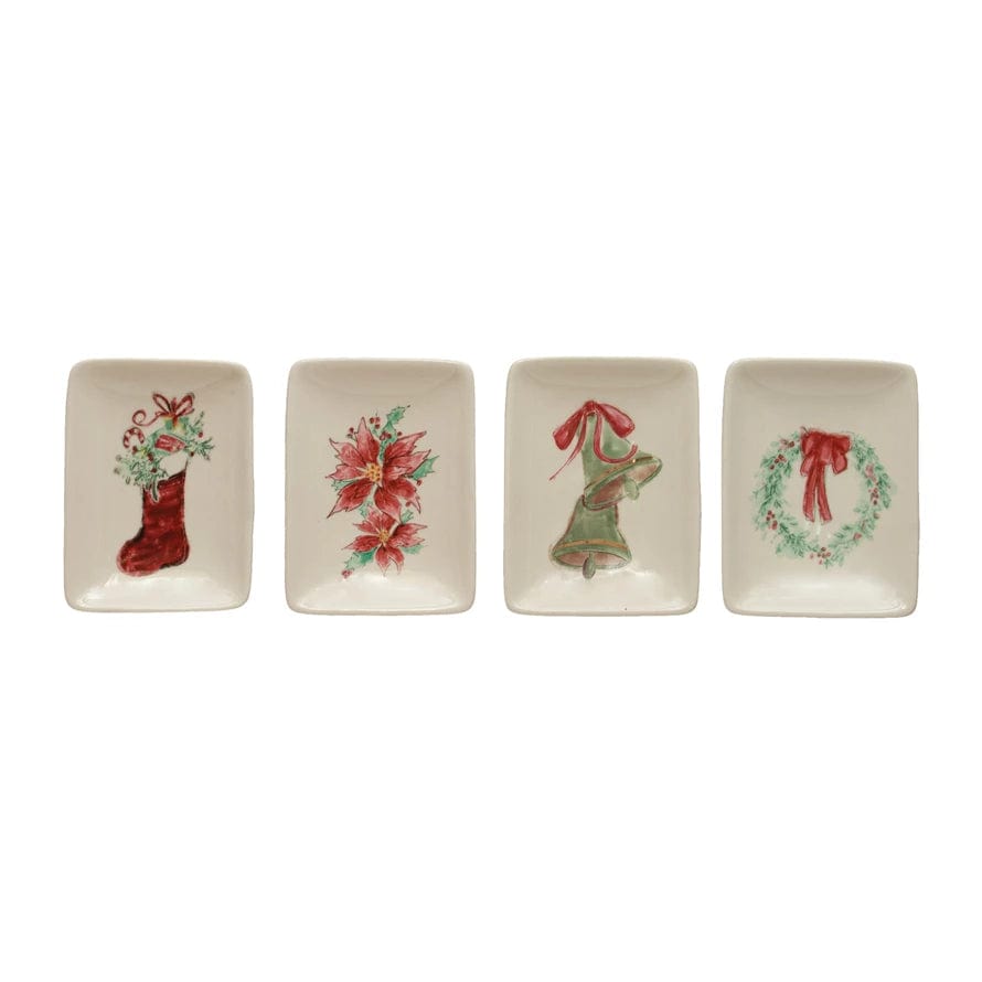 Creative Co-Op Creative Co-op Stoneware Dish with Holiday Image & Gold Electroplating - Little Miss Muffin Children & Home