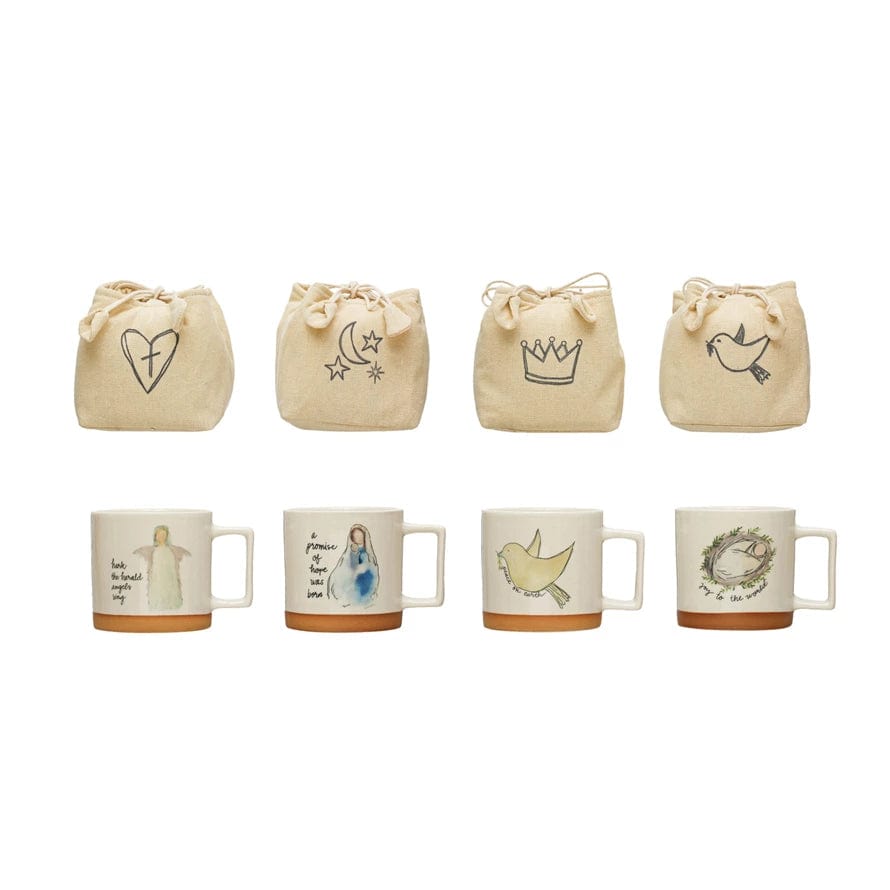 Creative Co-Op Creative Co-op Stoneware Mug With Christmas Saying & Image in Printed Drawstring Bag - Little Miss Muffin Children & Home