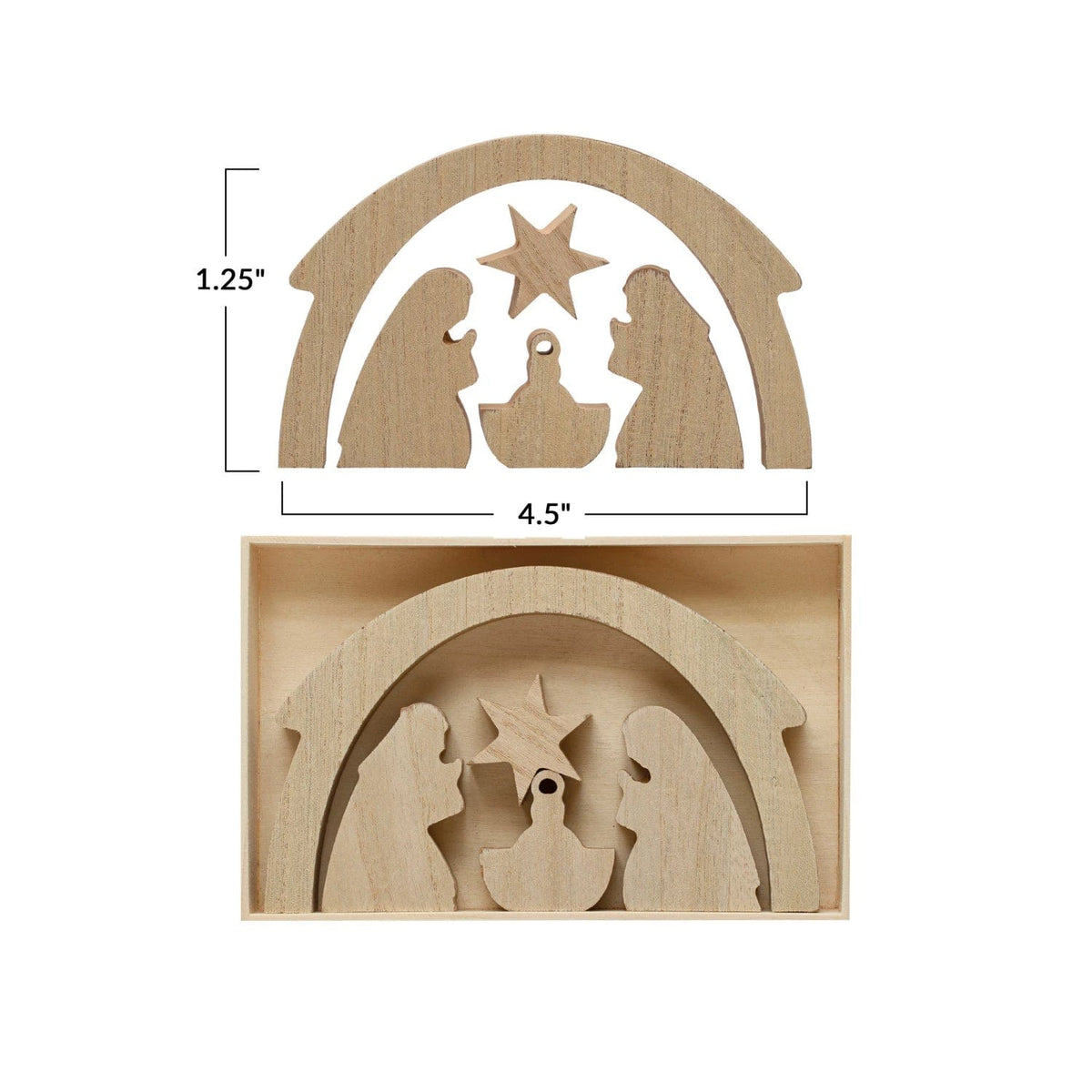 Creative Co-Op Creative Co-op Boxed Wood Nativity - Little Miss Muffin Children & Home