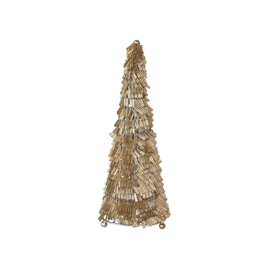 Creative Co-op Creative Co-op Wire & Glass Bead Christmas Tree, Gold & Nickel Finish - Little Miss Muffin Children & Home