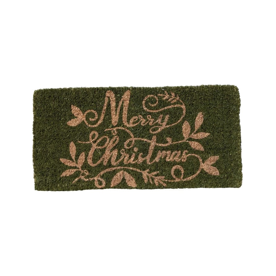 Creative Co-op Creative Co-op Natural Coir Doormat "Merry Christmas", Green - Little Miss Muffin Children & Home