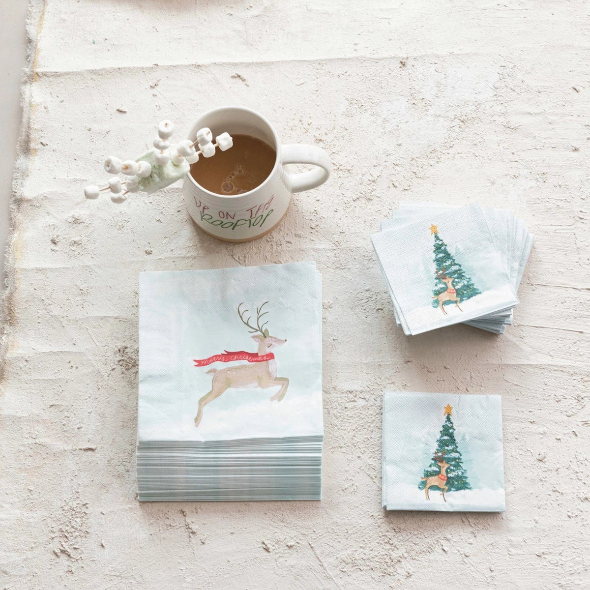 Creative Co-op Creative Co-op Paper Napkins with Reindeer in "Merry Christmas" Scarf, 50 Pack - Little Miss Muffin Children & Home