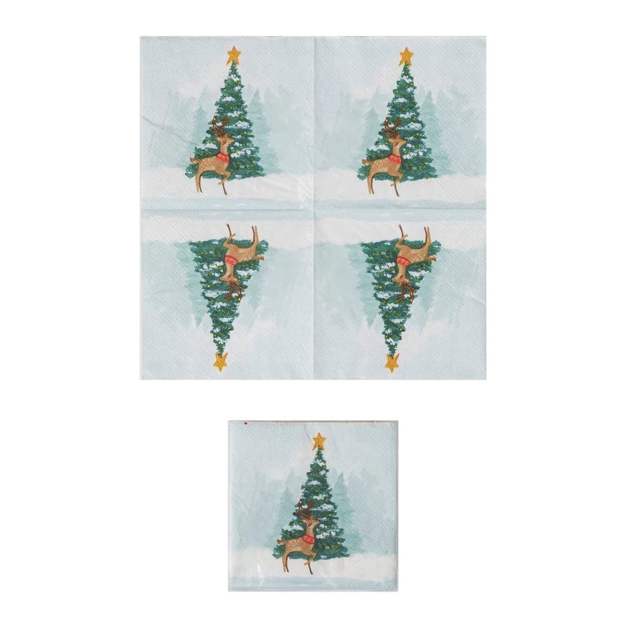 Creative Co-op Creative Co-op 4" Square Paper Cocktail Napkins with Tree & Deer (50 Pcs) - Little Miss Muffin Children & Home