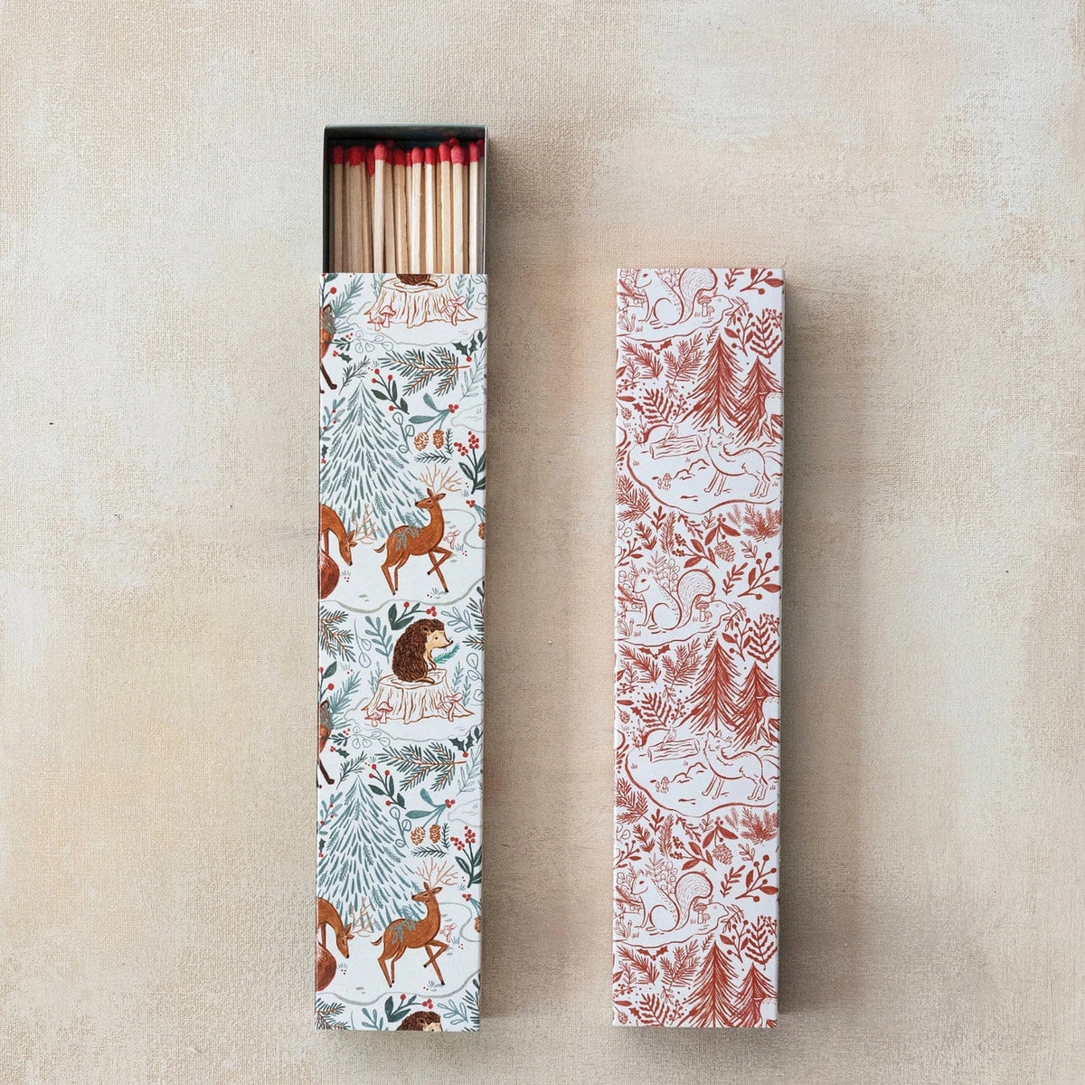 Creative Co-op Creative Co-op Safety Matches in Matchbox with Woodland Holiday Pattern, 2 Styles - Little Miss Muffin Children & Home