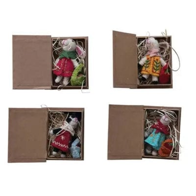 Creative Co-op Handmade Wool Felt Bunny  4" Ornament In Book Shaped Box, 4 Styles - Little Miss Muffin Children & Home