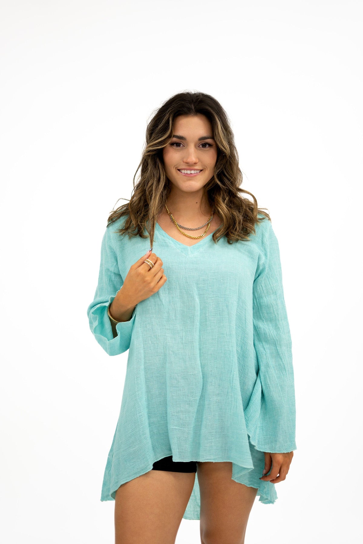 Oro Bonito Oro Bonito Linen Mesh Tunic - Little Miss Muffin Children & Home