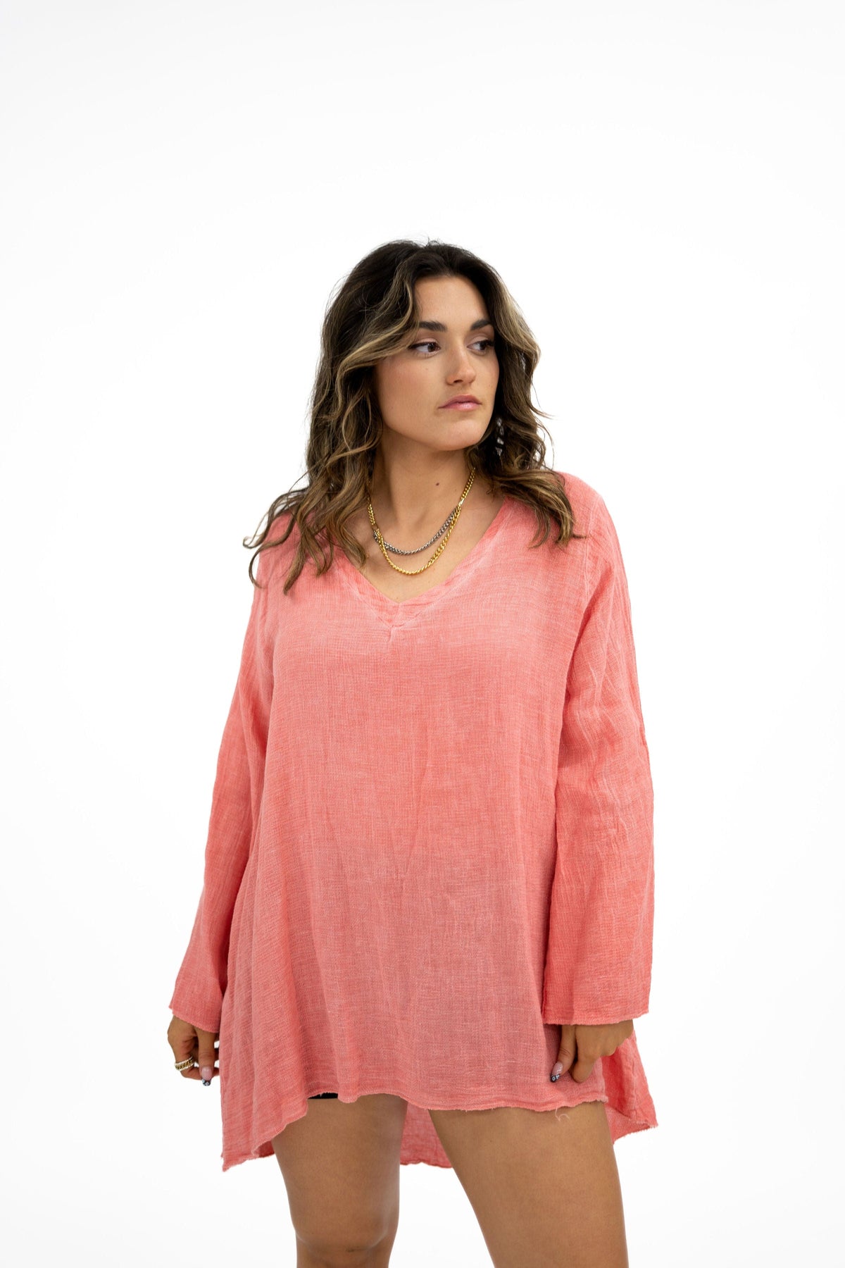 Oro Bonito Oro Bonito Linen Mesh Tunic - Little Miss Muffin Children & Home