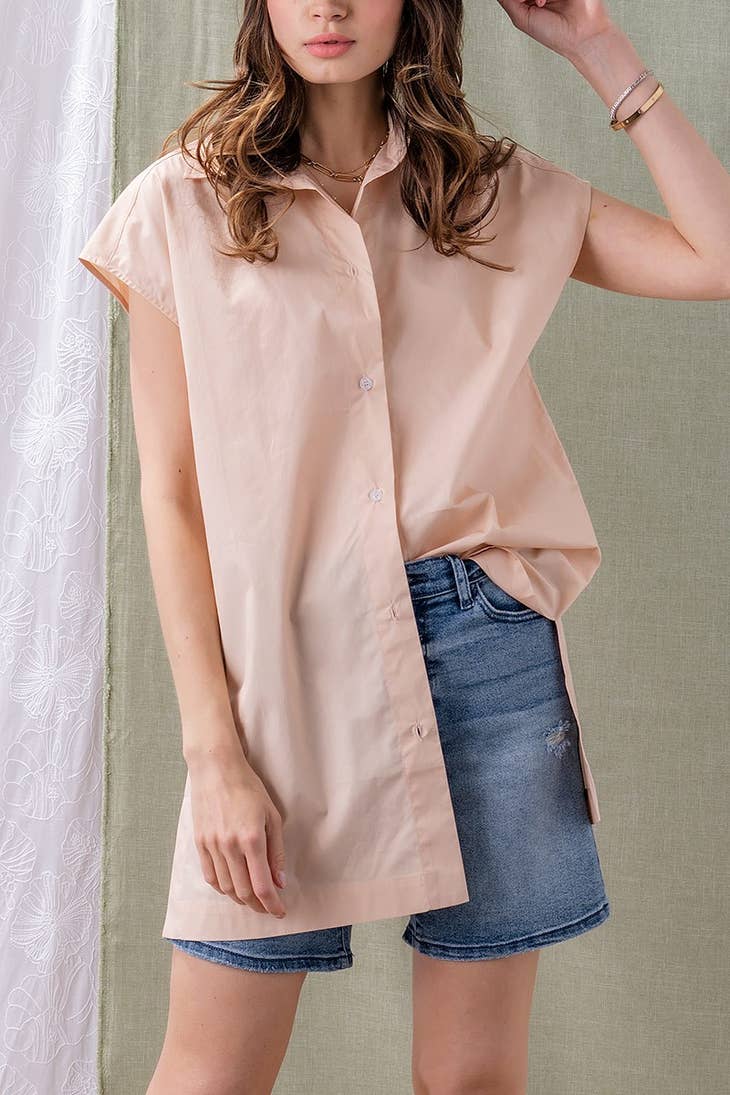 Fashion Week Fashion Week Short Sleeve Button Up Tunic Top - Little Miss Muffin Children & Home