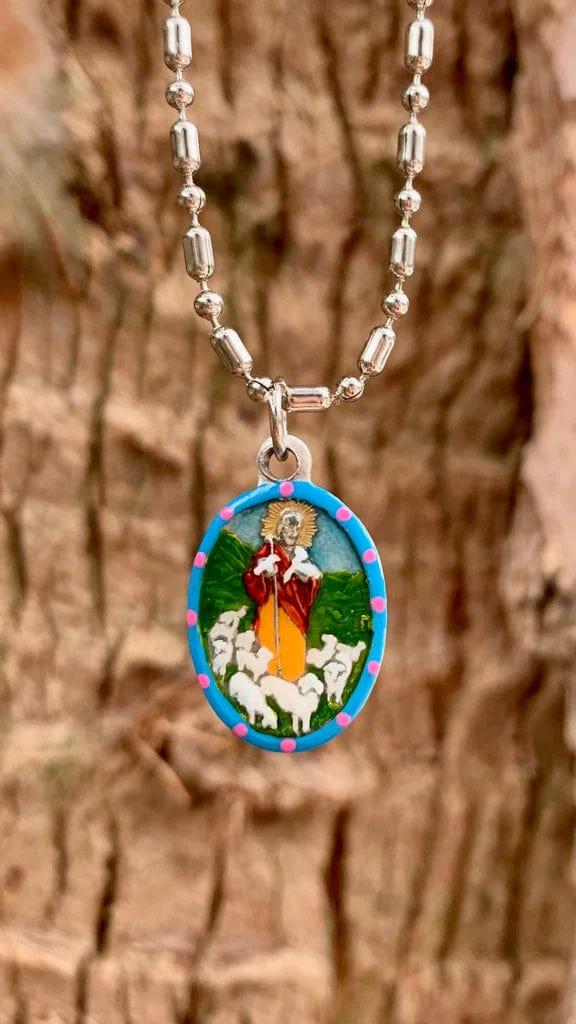 Saints For Sinners Saints For Sinners The Good Shepherd Hand Painted Medal - Little Miss Muffin Children & Home