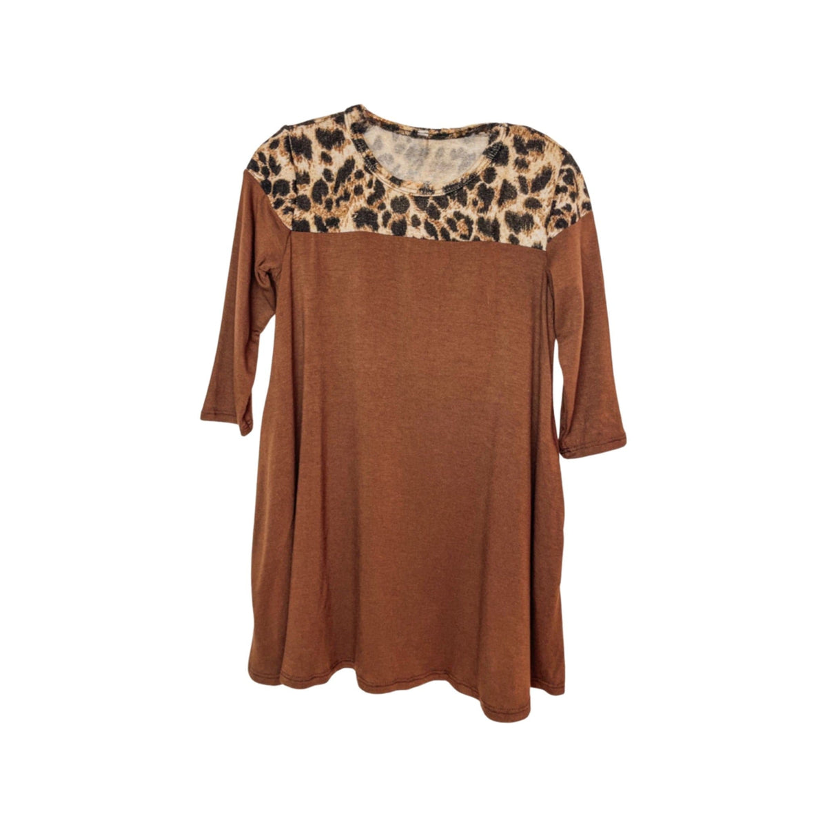 Gtog Shift Dress w/ Leopard Yoke - Little Miss Muffin Children & Home
