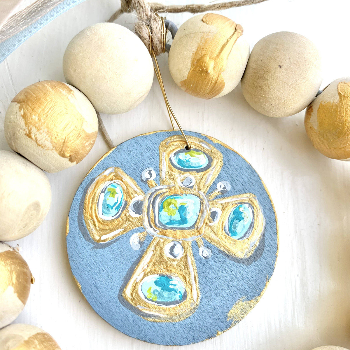 Toodle Lou Designs - Toodle Lou Designs Cross Wooden Bead Art - Little Miss Muffin Children & Home