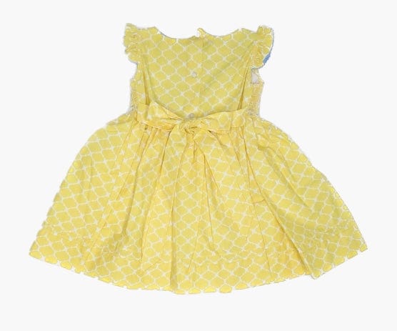 Vive La Fete Vive La Fete Smocked Yellow Quatrefoil Dress - Little Miss Muffin Children & Home