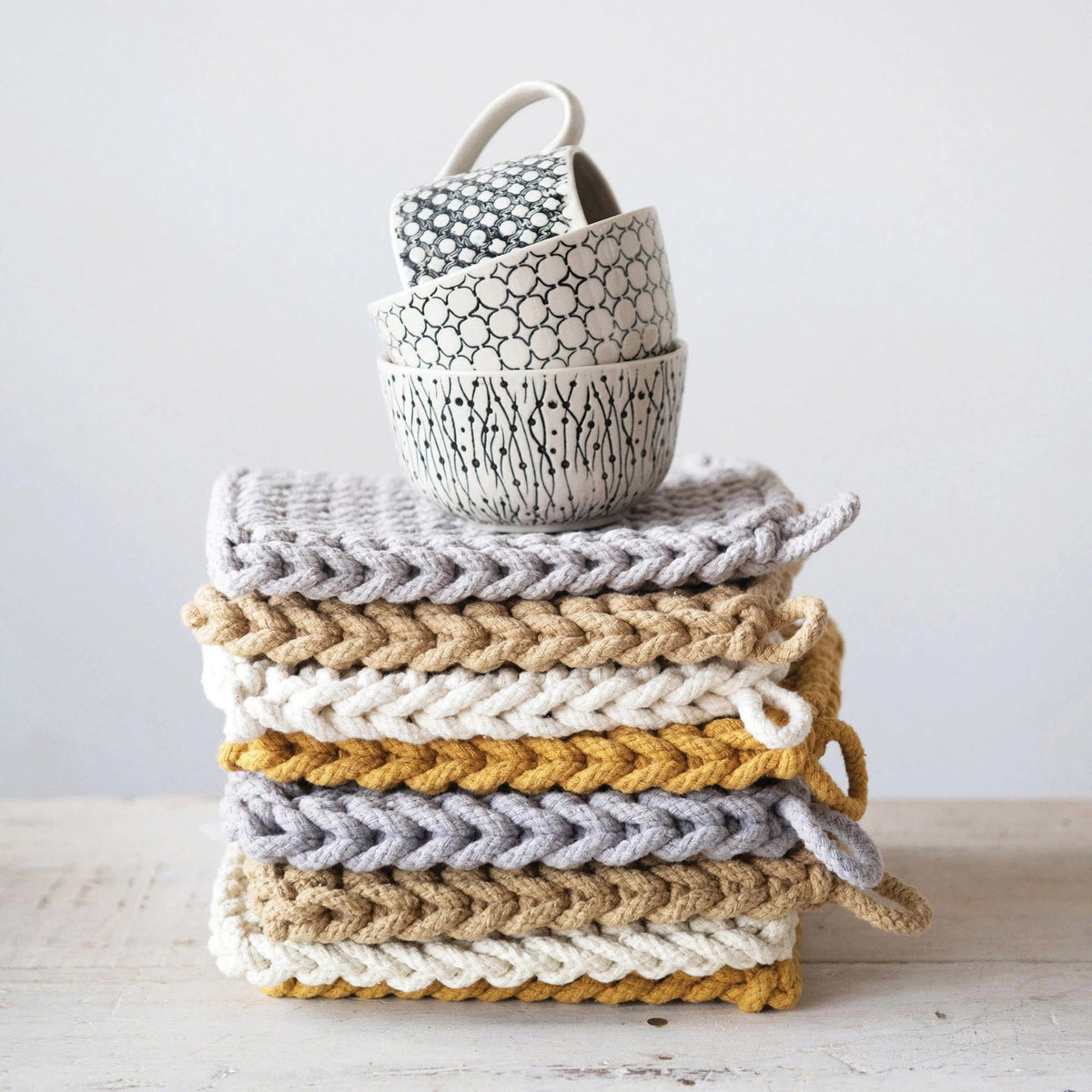Creative Co-Op Creative Co-Op Cotton Crochet Pot Holders - Little Miss Muffin Children & Home